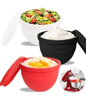 Silicone Bowl Liners for KitchenAid 5-Qt Tilt-Head Stand Mixer - 3 Pack (Red,...